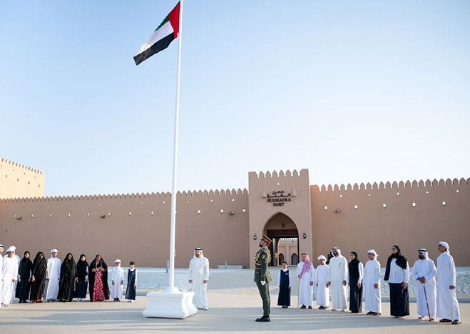 Hamdan bin Zayed raises UAE flag at Al Dhafra Fort to mark Flag Day