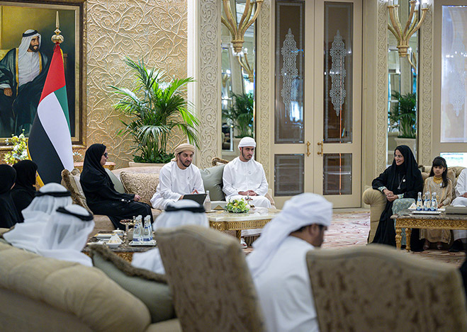 Hamdan bin Zayed receives delegation from Zayed Higher Organisation for People of Determination