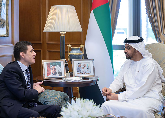 Hamdan bin Zayed receives Ambassador of Russian Federation to UAE