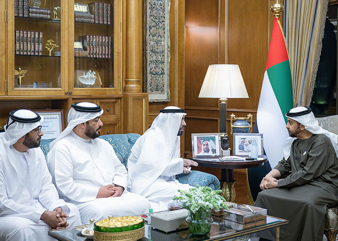 Hamdan bin Zayed receives delegation from Abu Dhabi Agriculture and Food Safety Authority